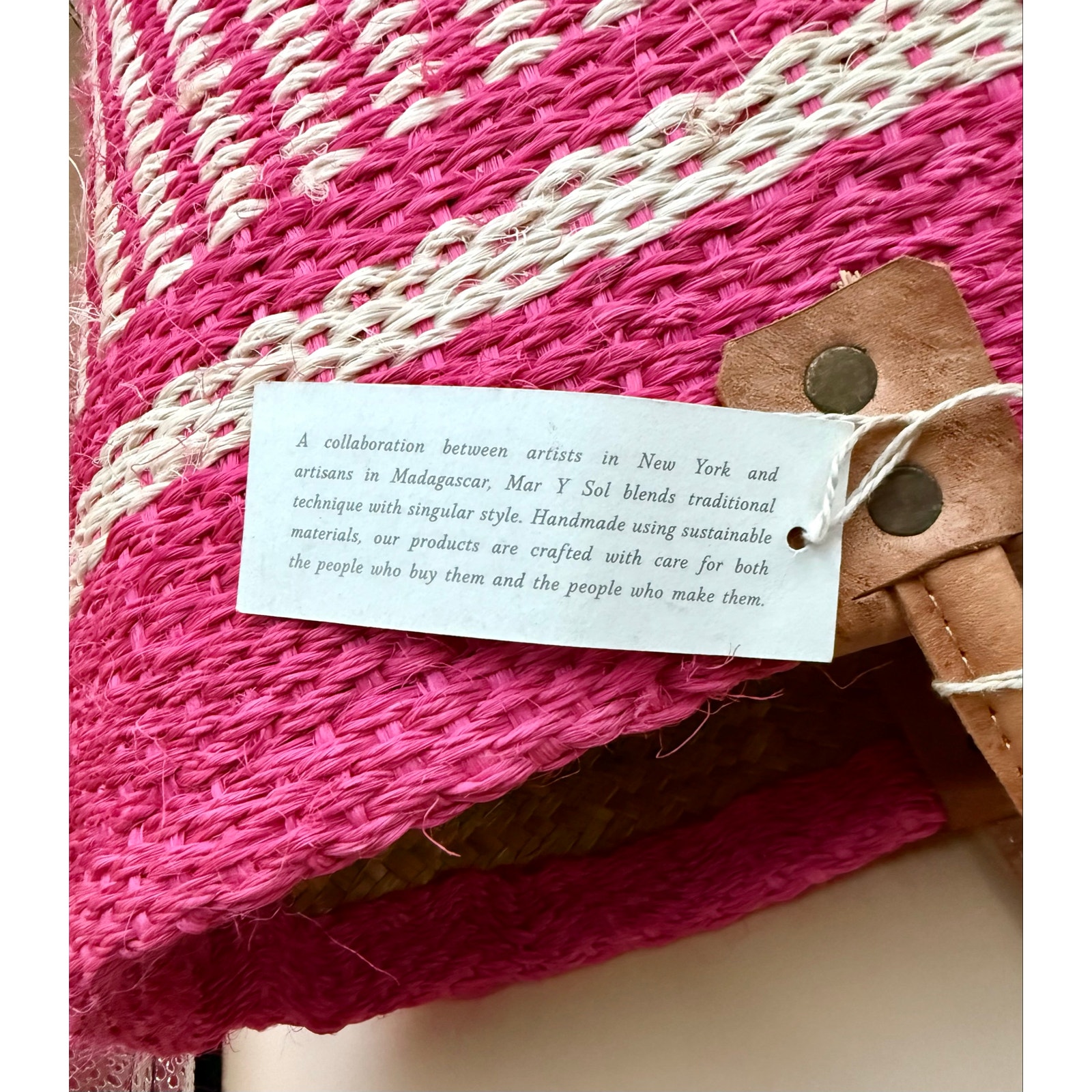 New With Tags Mar Y Sol Ibiza Tassel Tote - Pink Sisal — image 5 of 5